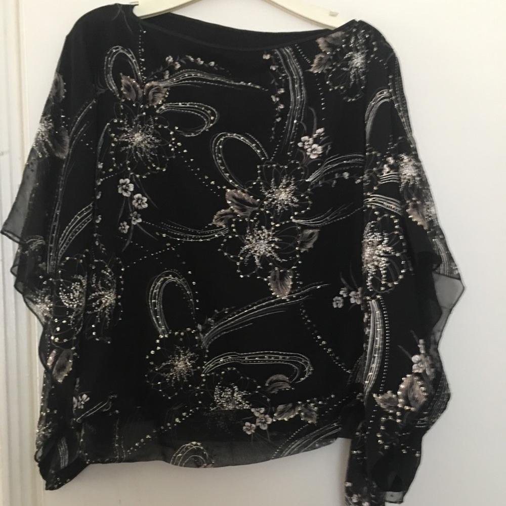 Sheer black with gold / silver -L